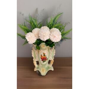 Lusterware Footed Vase 1749 Pearlescent Made in Brazil 8” Tall Vintage Flowers